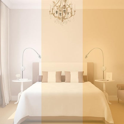 Adust Bedside Reading Light, Bedroom Reading Lamp, 3W LED Touch Dimmable Brightness Minimalist Wall Headboard Reading Lamp, Adjustable Colour Temperature, 3000k, 4000k, 6000k