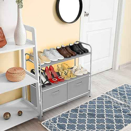 Simple Houseware 3-Tier Closet Storage with 2 Drawers, Grey