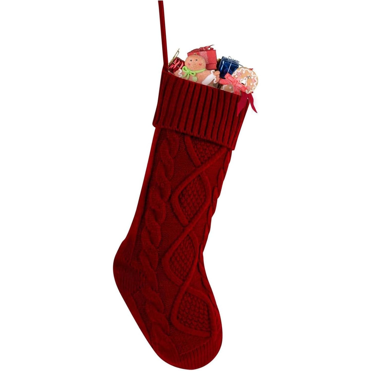 OYB Christmas Stockings，18 Inches Knitted Christmas Stockings，Large Christmas Stockings，Decorations for Family Holiday Xmas Party(Red)