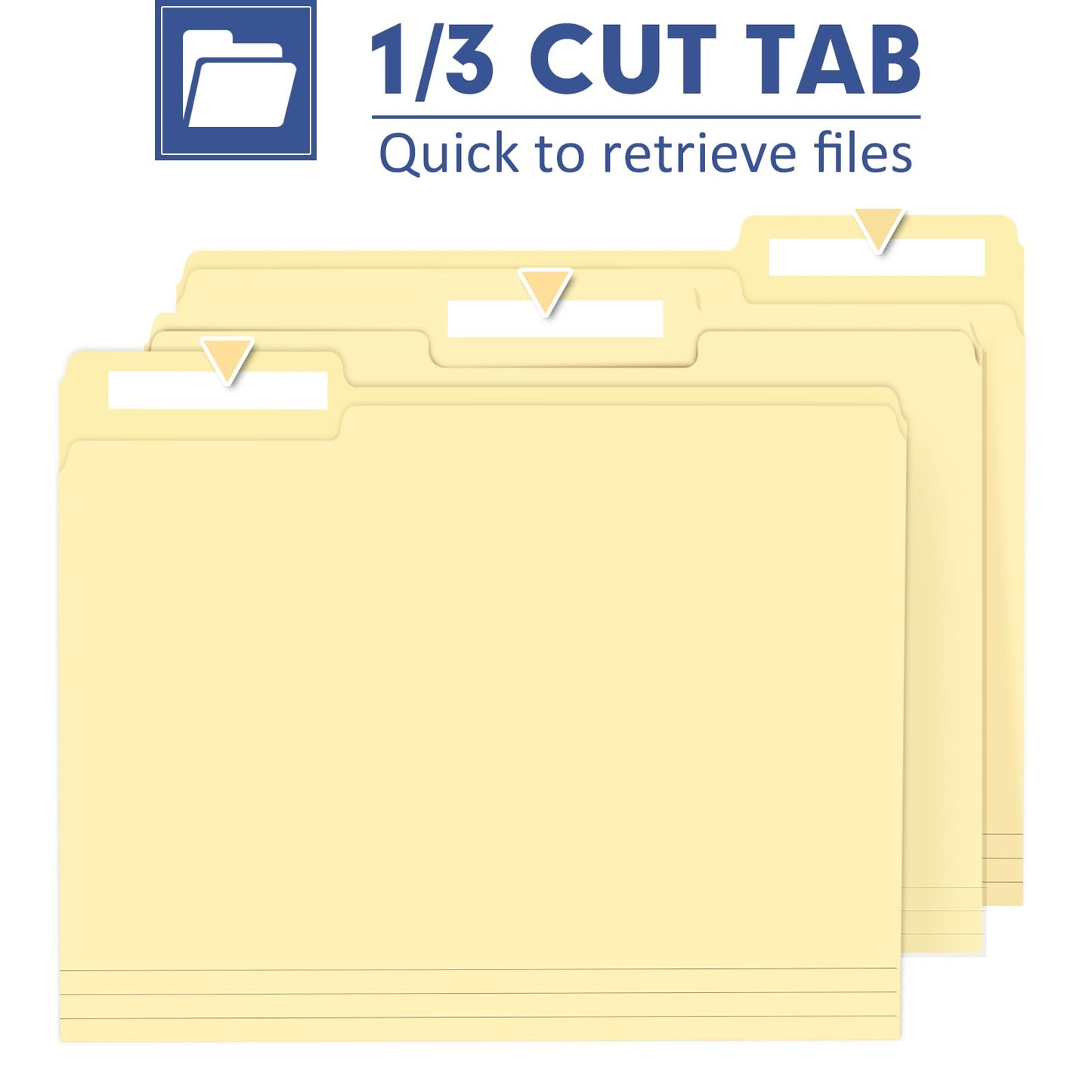 File Folder, PANDRI 220 Pack File Folder, 1/3 Cut Tab, Letter Size, Filing Folder for Office School Business, Manila