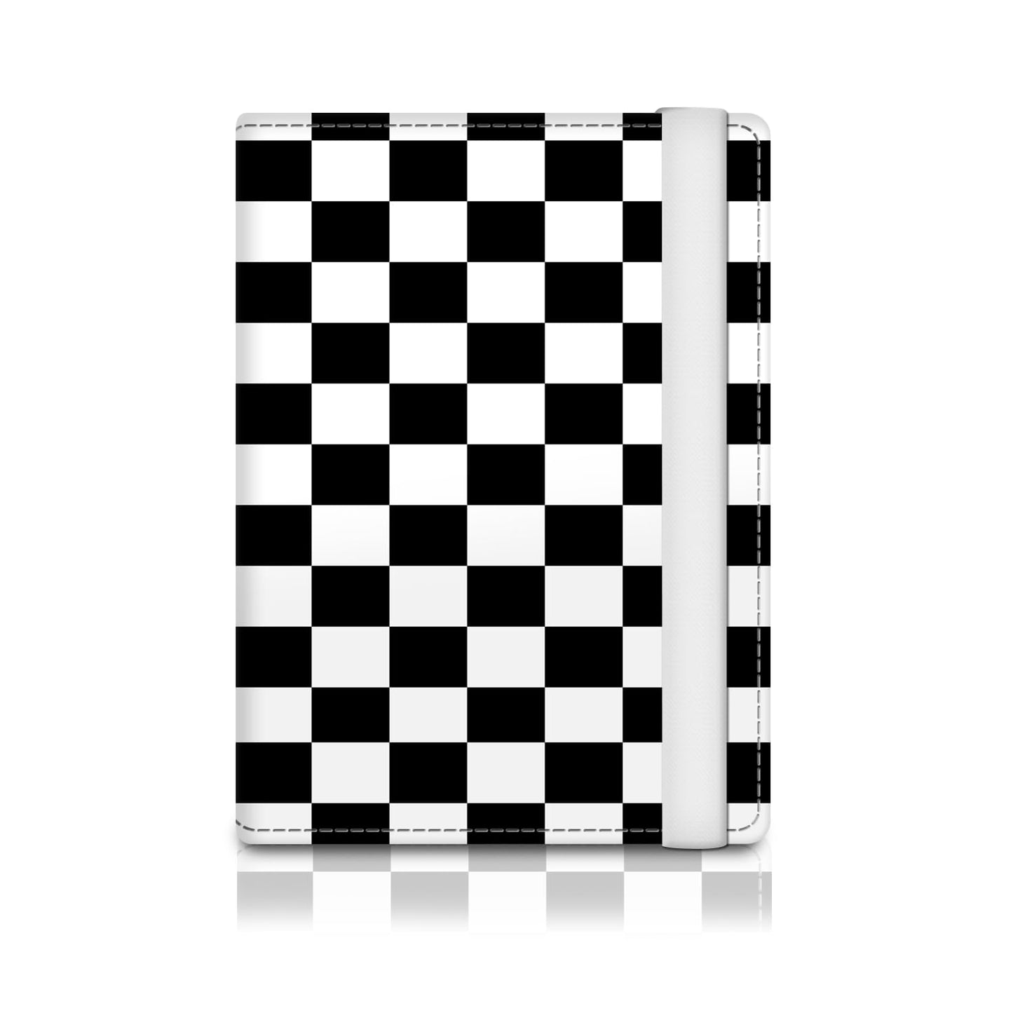 ATJFKIXL Passport Holder for Travel Essentials, RFID Premium Leather Passport Wallet Cover Case for Travel Must Haves Accessories, Passport Book Holders for Women Men Black White Checkered