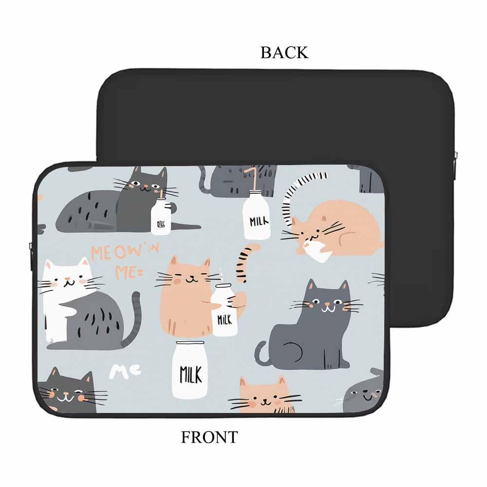Nicokee Laptop Sleeve Bag 15.4 15.6 Inch,Modern Cats Funny Cat Grey Protective Polyester Computer Cases Laptop Cover Briefcase Bag Tablet Travel Cover