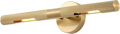 Brushed Brass Picture Light 19 inches Modern Gold Wall Sconce with Knurled Texture Cylinder Metal Shades Rotatable 360°Indoor Wall Lighting Fixture Bathroom Vanity Light Bedroom Living Room