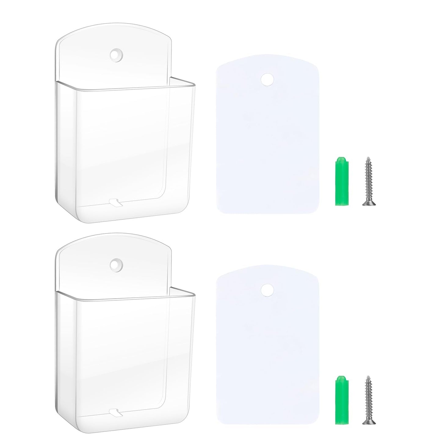 Aecsze 2 PCS Remote Control Holders Wall Mount, Self Adhesive TV Air Conditioner Remote Control Holder, Wall Mount Storage Box Organizer Wall Pen Holder Storage for Home Office School (Clear)