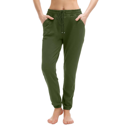 Walifrey Womens Joggers with Pockets, Drawstring Sweatpants Women for Lounging Jogging Gym and Workout OliveGreen,1 Pack OliveGreen L