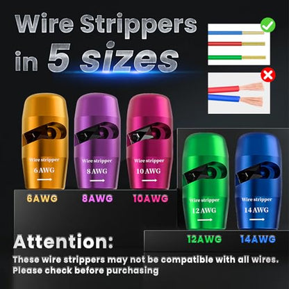 Wire Stripper for Drill, 6/8/10/12/14AWG Wire Twister Tool for Drill, Wire Stripping and Twisting Tool Kit, 25 PCS Wire Nuts, Electric Drill Wire Stripper for Quick & Efficient Use