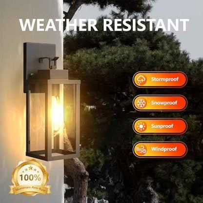 Outdoor Wall Light Fixtures Anti-Rust Porch Lights Outdoor Waterproof Exterior Lighting Fixtures Wall Lantern for Patio Front Door Garage - 2 Pack