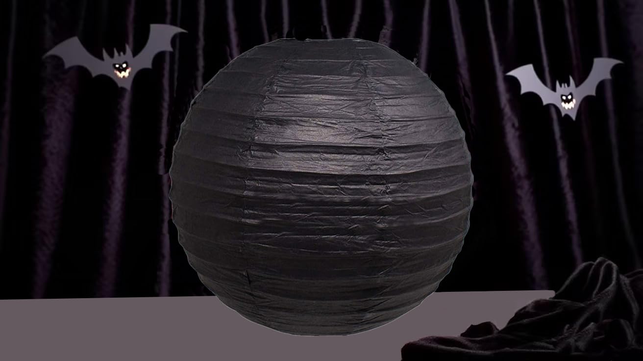 25 Pack Paper Lanterns, Sizes of 4", 6", 8", 10", 12", Hanging Lanterns Decorations Ball Lanterns for Home Decoration, Birthday Party and Wedding Decorations (Black)