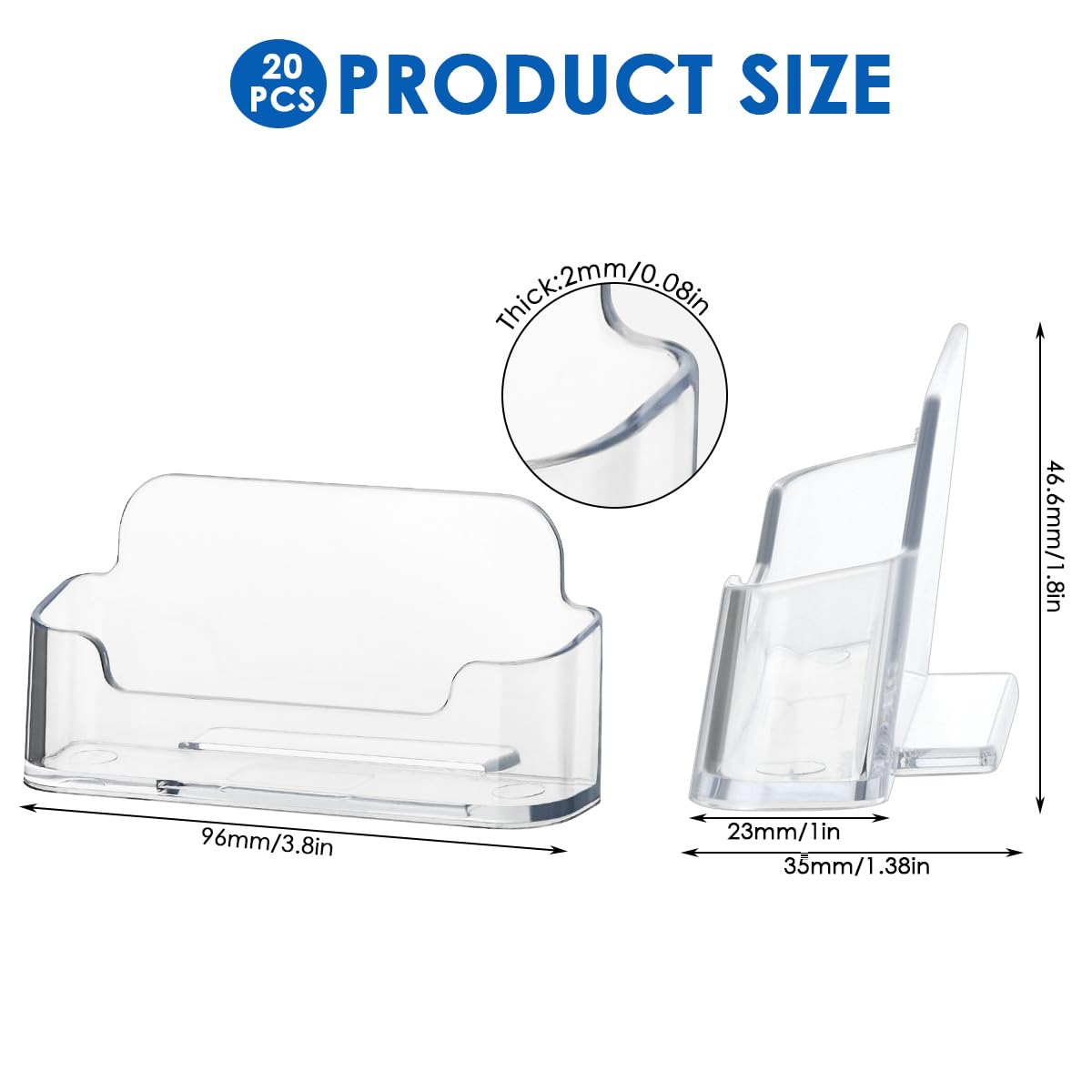 OTYMIOW 20 Pack Acrylic Business Card Holder for Desk, Clear Plastic Desk Business Card Display, Card Holder Stand, Business Card Holder Display, Business Card Stand, Fits 30-50 Business Cards