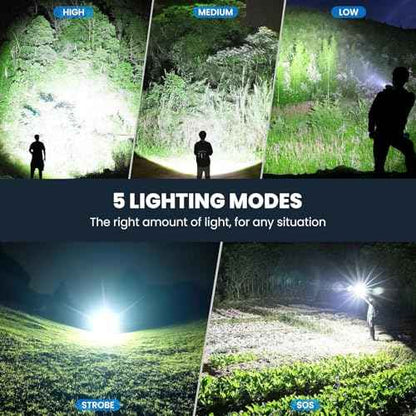 Flashlight Rechargeable 99,000 High Lumens - 3 Pack Bright LED Flash Light with 5 Modes, Handheld Waterproof Linterna for Camping, Home, Outdoor