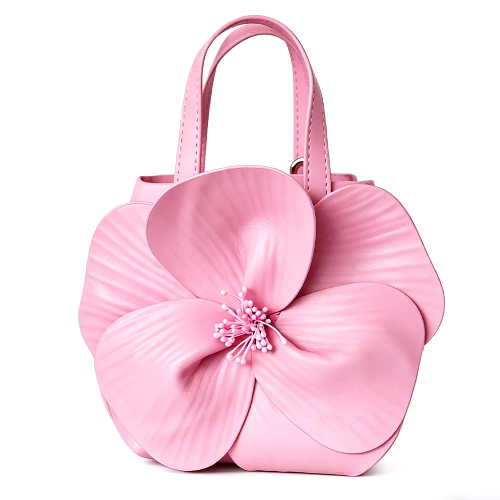 CUXVA Mini Flower Evening Purse Bridal Clutch for Wedding PU Leather Evening Handbag with Chain Wedding Party Prom Crossbody Purses