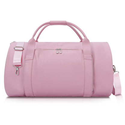 Modoker Leather Garment Bag for Travel – 2-in-1 Carry-On Suit Bag & Weekender for Women – Wedding Dress Luggage with Shoe Compartment & Shoulder Strap – Ideal for Business Trips,Pink