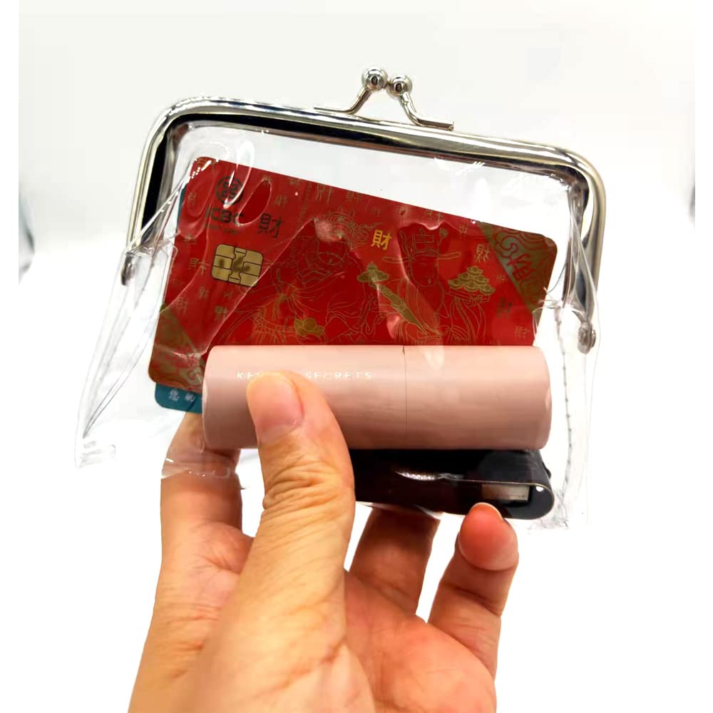 3 Pieces Clear Coin Purse，Transparent Change Purse，Jelly Wallets ，PVC Kiss-Lock Clear Wallet for Wome (white)