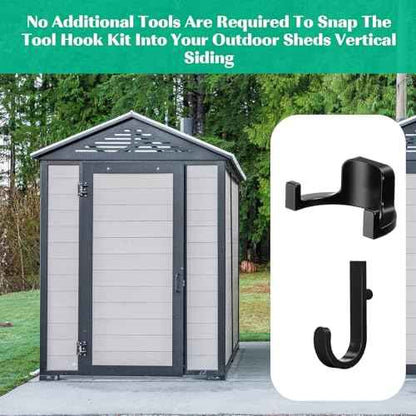 20 Pcs Storage Shed Tool Hooks Black Tool Hanger Compatible with Suncast Shed Accessories for Hanging Storage Shelves Organizer Accessories Parts Replacement Screws Brackets Ladders(J/u)