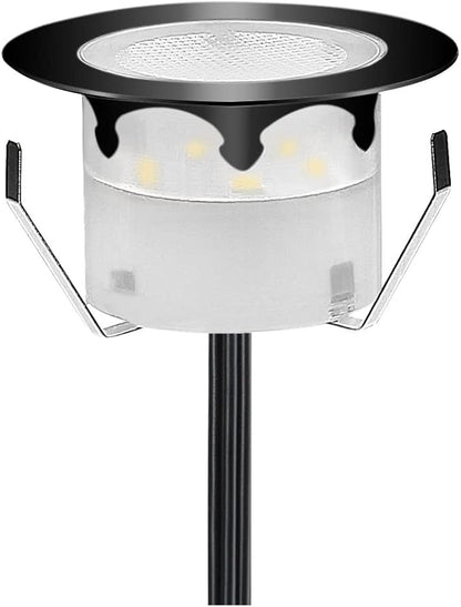 1 Pack Led Deck Lights Outdoor Waterproof Low Voltage Stainless Steel 1W Outdoor Yard Garden Decoration Lamps Landscape Pathway Patio Step Stairs LED In-ground Lights(Black Border,Warm White)