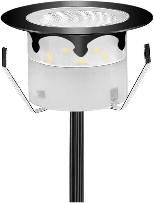 1 Pack Led Deck Lights Outdoor Waterproof Low Voltage Stainless Steel 1W Outdoor Yard Garden Decoration Lamps Landscape Pathway Patio Step Stairs LED In-ground Lights(Black Border,Warm White)