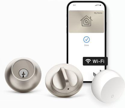 Level Lock+ (Matter) Smart Lock - World's Smallest, Most Advanced Matter-Over-Thread Deadbolt Plus Apple Home Key - Keyless and Remote Access via Apple, Alexa, Google Home, SmartThings (Satin Nickel)