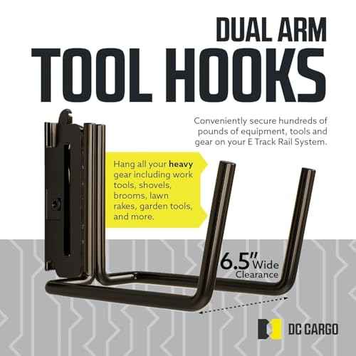 DC Cargo Mall E Track Tool Hooks 6.5¡± Deep (2 Pack) ? Heavy Duty Black Powder-Coated Steel Hangers for Garage, Truck, Trailer, or Workshop ? E Track Hook Storage for Tools and Ladder