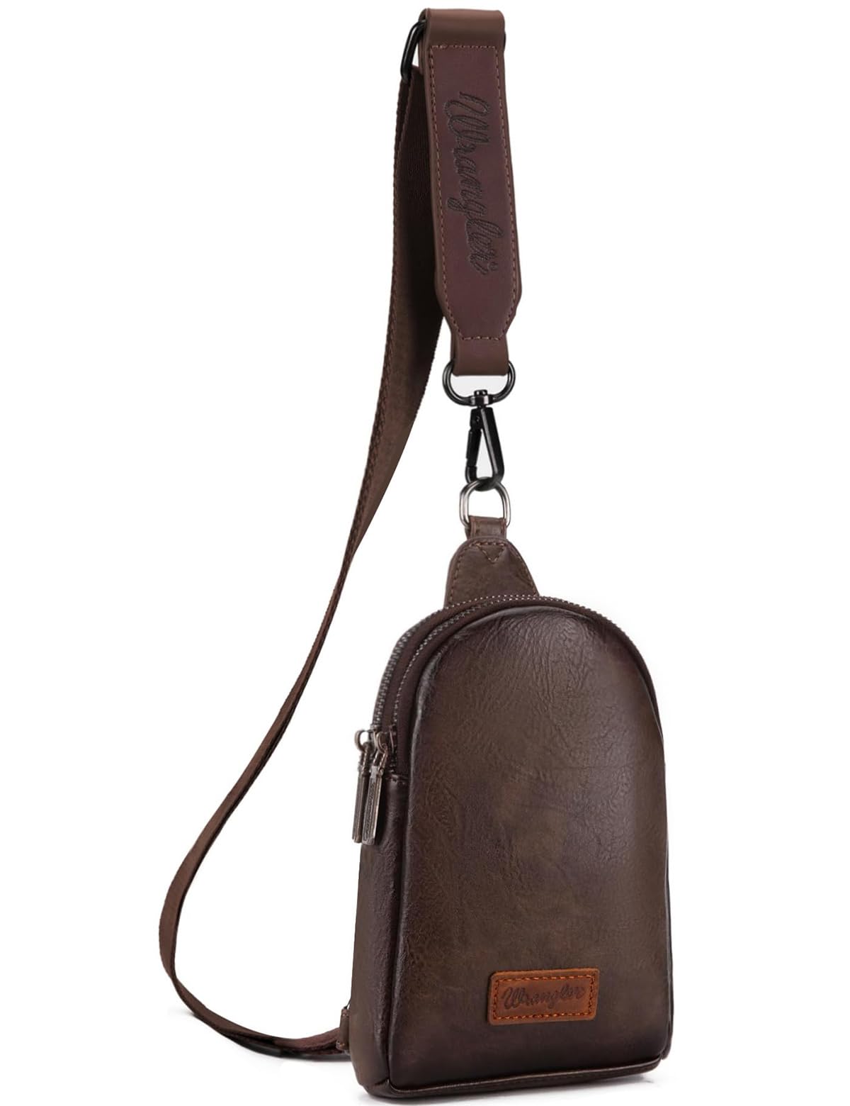 Wrangler Small Sling Bag for Women, Leather Crossbody Bags Cross Body Purse Fanny Packs with Adjustable Strap, WG-HB-87-210-CF