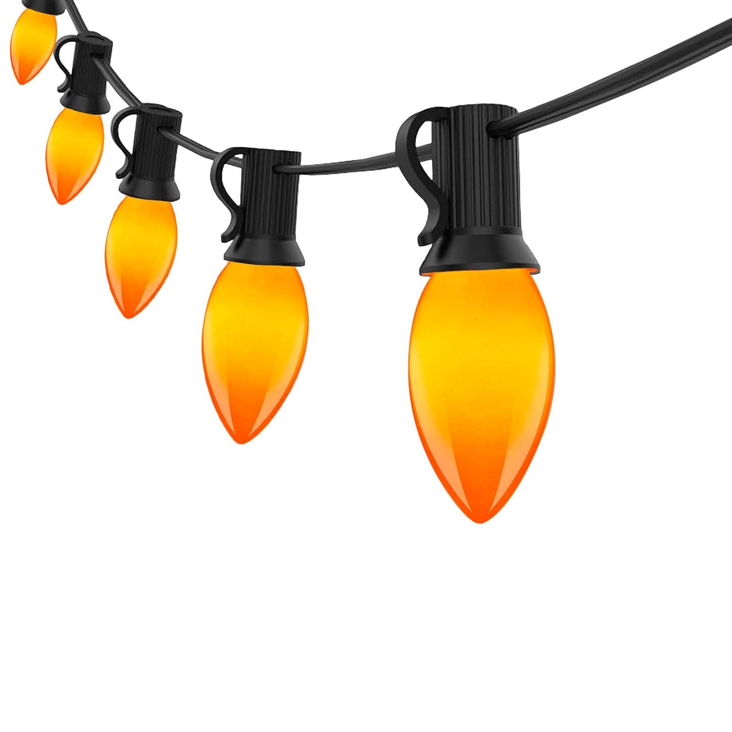 Romasaty C9 LED Orange Halloween Lights, 25FT Halloween C9 String Lights with 27 Orange LED Bulbs, Hanging Decoration Light for Outdoor Indoor Patio Home Party Garden Yard-Black Wire