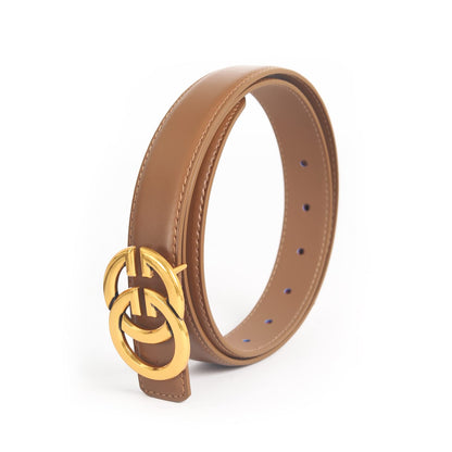 Aurolran Women's Fashion Classic Metal Buckle Leather Belt with Jeans Dress