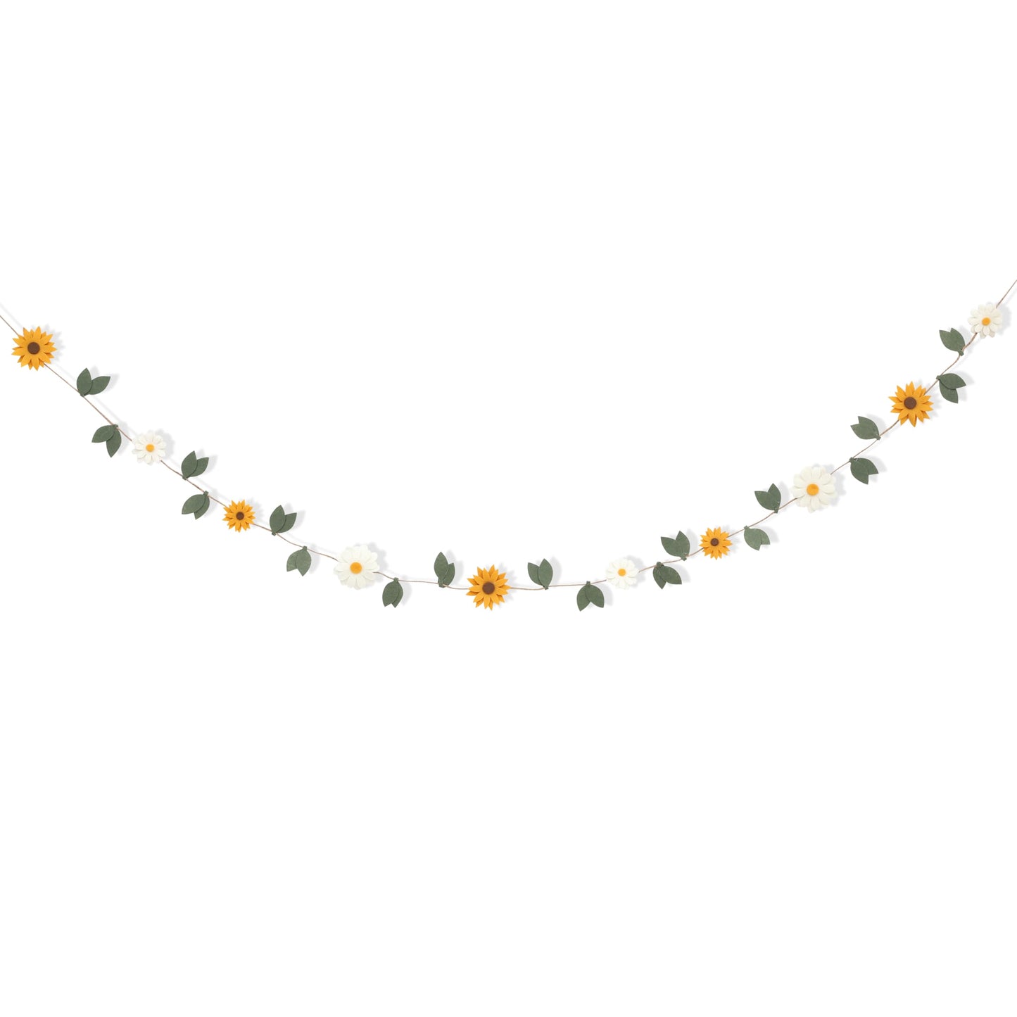 Felt Daisy Sunflower Garland - Flower Party Wall Hanging Decorations,Bohemian Daisy Sunflower Felt Banner,Floral Leaf Chain Garland Photo Props,Garden Birthday Wedding Banner Decorations