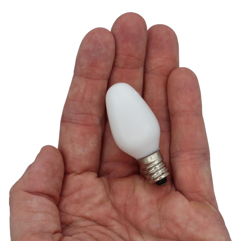 lumenivo 4W Replacement C7 Frosted White Bulb 120V Incandescent Light Bulb for Holiday Decor, Small Night Light, Baby Showers, Christmas Bulbs - E12 Candelabra Base - 2 Pack
