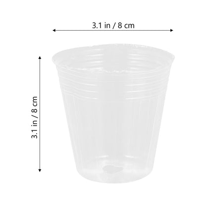 KALLORY 50Pcs Clear Plastic Nursery Pots with Drainage 3.14 Inch Transparent Seedling Cups for Succulents Orchids and Small Plants Indoor Outdoor Garden Use
