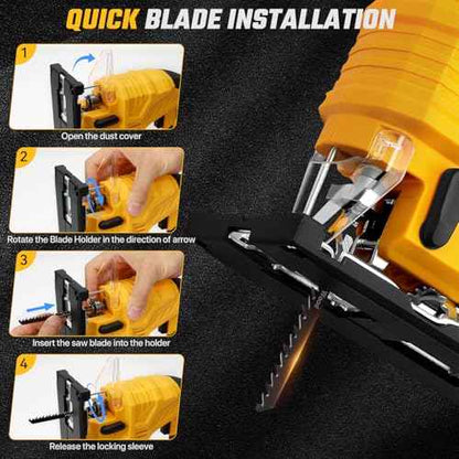 Jig Saw with Dw 20v Battery,Cordless Jigsaw with 7 Speed Variable ??Up to 3200RPM, LED Light, 45¡Æ Bevel Cuts,3 Orbital Settings for Straight/Curve/Bevel/Circle Cutting(Battery Not Included)