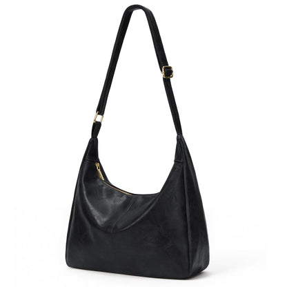 AnBlack Shoulder Bags for Women Leather Crossbody Bags Slouchy Hobo Bag Purse Daily Slouchy Tote Purses(Black)