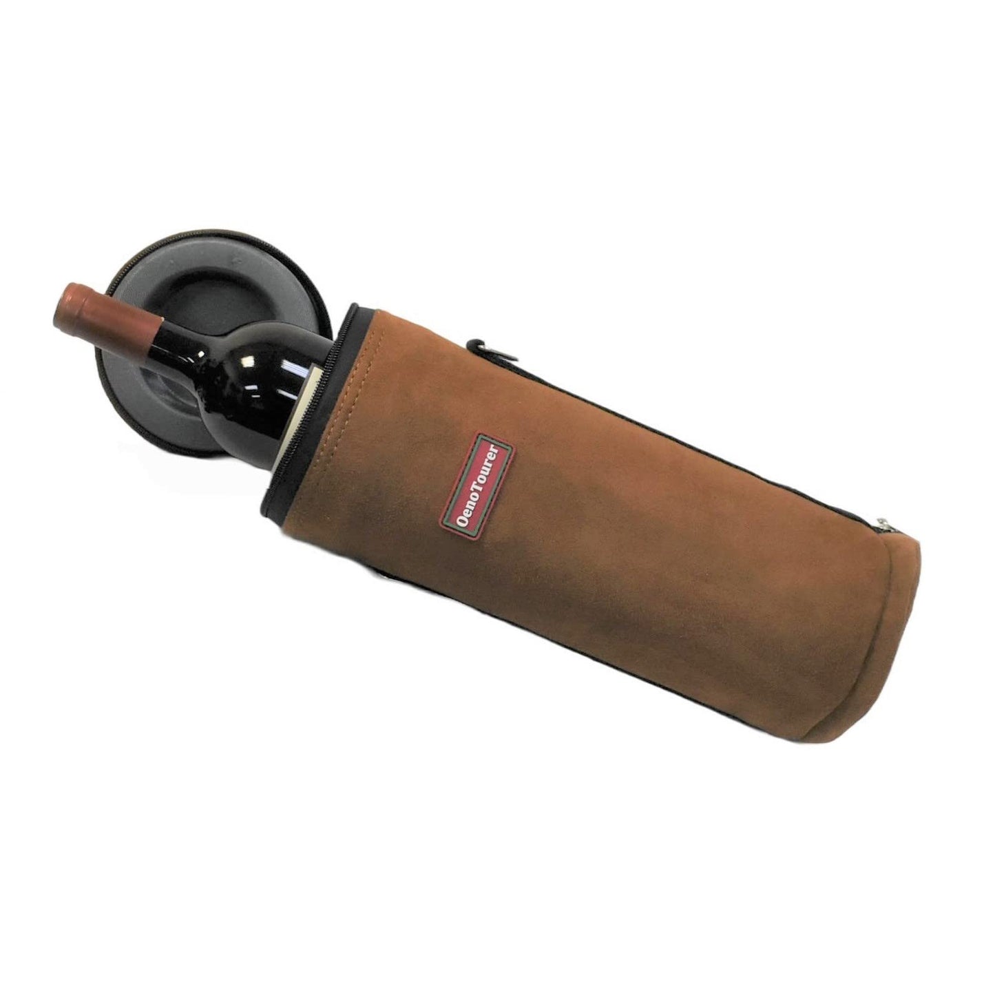 OenoTourer Faux Leather Wine Bottle Wine Bag Insulated Cooler Bag for Airplane Travel Picnic Beach. Unique Gifts For for Men &Women. (Brown, 750)