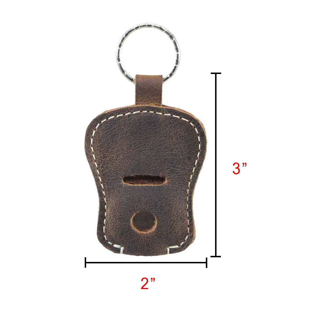 Hide & Drink, Leather Guitar Keychain/Holder With Pouch for Most Used Key, Musicians :: Bourbon Brown