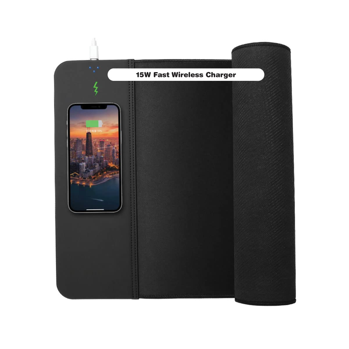 Excel Shortcut Mouse Pad with Wireless Charging (15W), Large Desk Mat for Office Productivity, Fast Qi Charger for iPhone & Samsung, Non-Slip Desk Setup for Work & Study