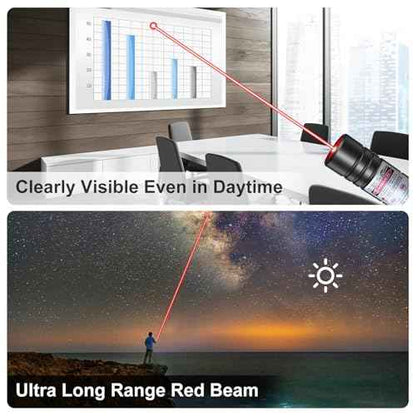 [2 Packs] Red Light Flashlight, Long Distance USB Rechargeable Tactical Beam with Star Cap Adjustable Effect for Outdoor Journeys, Presentations, TV/LED/LCD Screens, and Stargazing