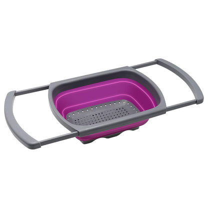 Qimh Colander collapsible, Colander Strainer Over The Sink Vegetable Fruit Strainer Basket (6 Quart) with Extendable Handles, New Kitchen Essentials