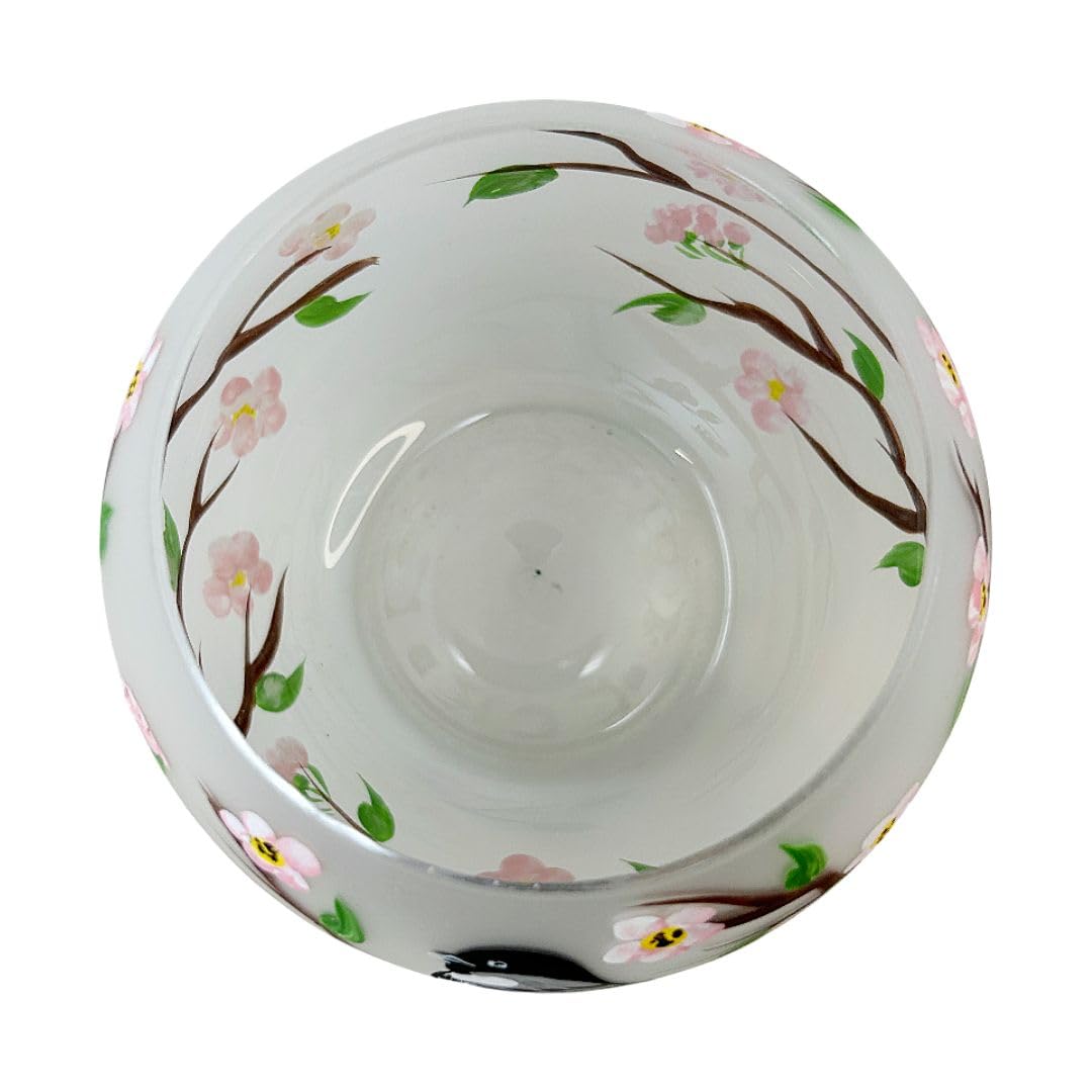 Decorvo Christmas Tea Light Candle Holder Glass - Hand Painted Mouth Blown Glass Candle Holder - Medium, Chickadee