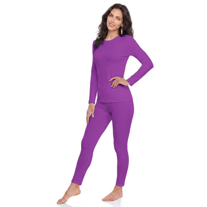WEERTI Thermal Underwear for Women Long Johns with Fleece Lined Base Layer Women Cold Weather Top Bottom-Purple M
