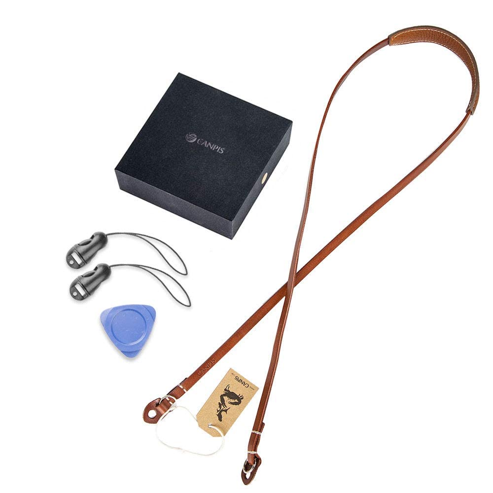 CANPIS CP005 Leather Camera Neck Shoulder Strap with Pad, Mirrorless Camera Strap Compatible with Sony Leica Nikon Fujifilm Olympus Panasonic (Color: Brown, Length 108cm)