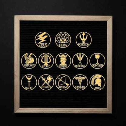 OLYCRAFT 13pcs 1.6x1.6 Inch Greek Gods Symbol Stickers - Gold Metal Stickers for Scrapbooks, DIY Resin Crafts, Phone & Water Bottle Decor