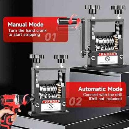 Manual Wire Stripper Machine, Wire Stripping Machine with 6 Channels & 5 Blades for 0.12" to 0.67" Scrap Copper Wire, Drill Powered Hand Crank Wire Stripper Tool for DIY Cable Copper Wire Recycling