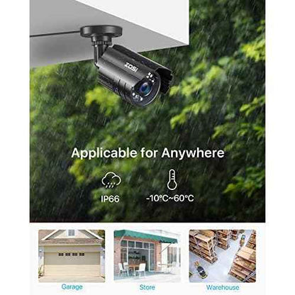 ZOSI 1080P CCTV Camera Outdoor Indoor Hybrid 4 in 1 HD TVI/CVI/AHD/CVBS Home Security Cameras System,Night Vision,Waterproof Metal Housing Bullet Cam For 960H,720P,1080P,5MP,4K analog Surveillance DVR