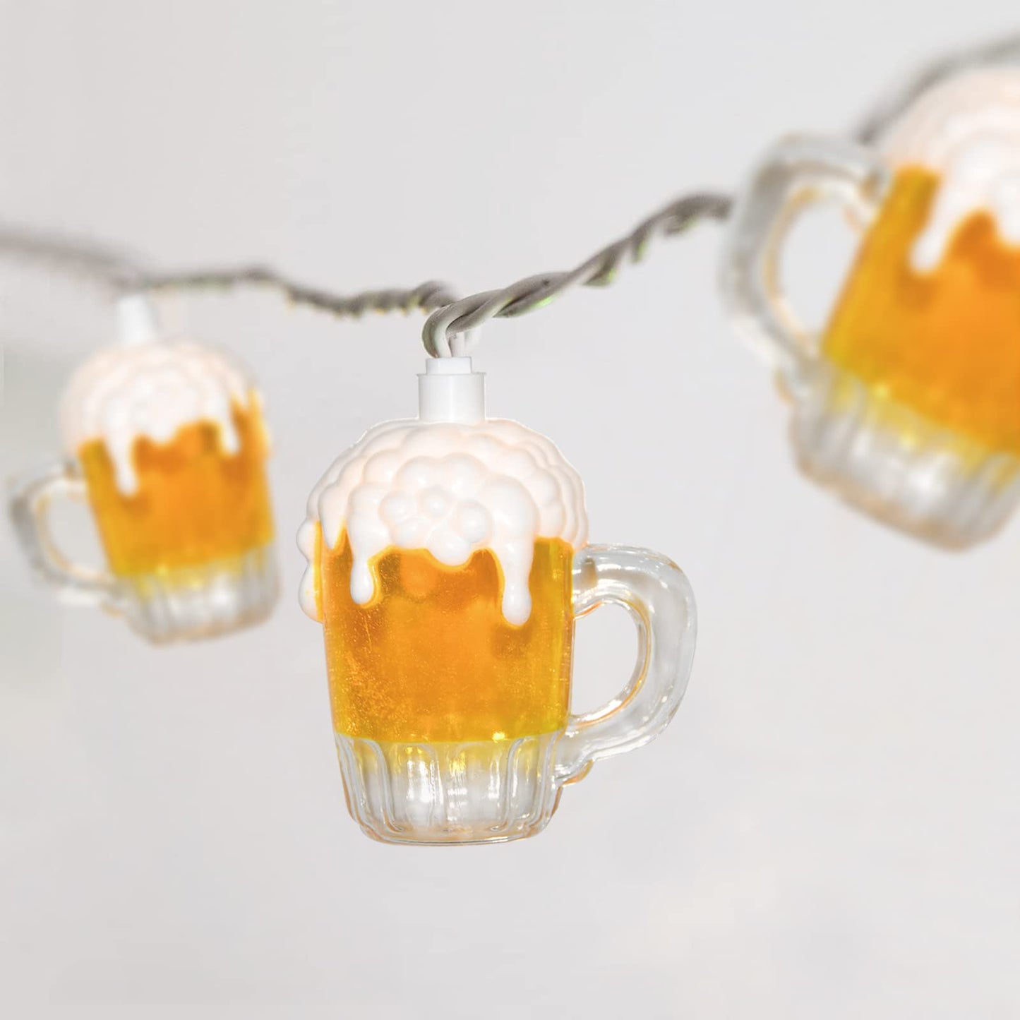 Beer Mug String Lights Celebration Decor Lights, 8.5Ft Outdoor Tropical Lights with 10 3D Beer Cup Lights, Creative String Lights for Summer Themed Bar Party Bedroom Wedding Graduation Club Decor