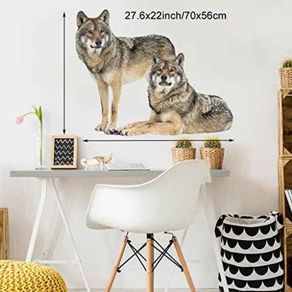 Lifelike Wolf Wall Decal Wild Animal Wall Sticker 27.6x22inch Removable Self-Adhesive Vinyl Wall Art Decors for Living Room Children Bedroom Nursery Classroom Playroom
