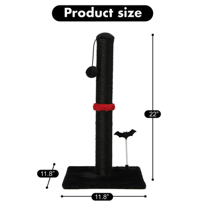 MECOOL Cat Scratching Post Premium Sisal Scratch Posts with Hanging Ball Vertical Scratcher for Indoor Cats and Kittens,Black