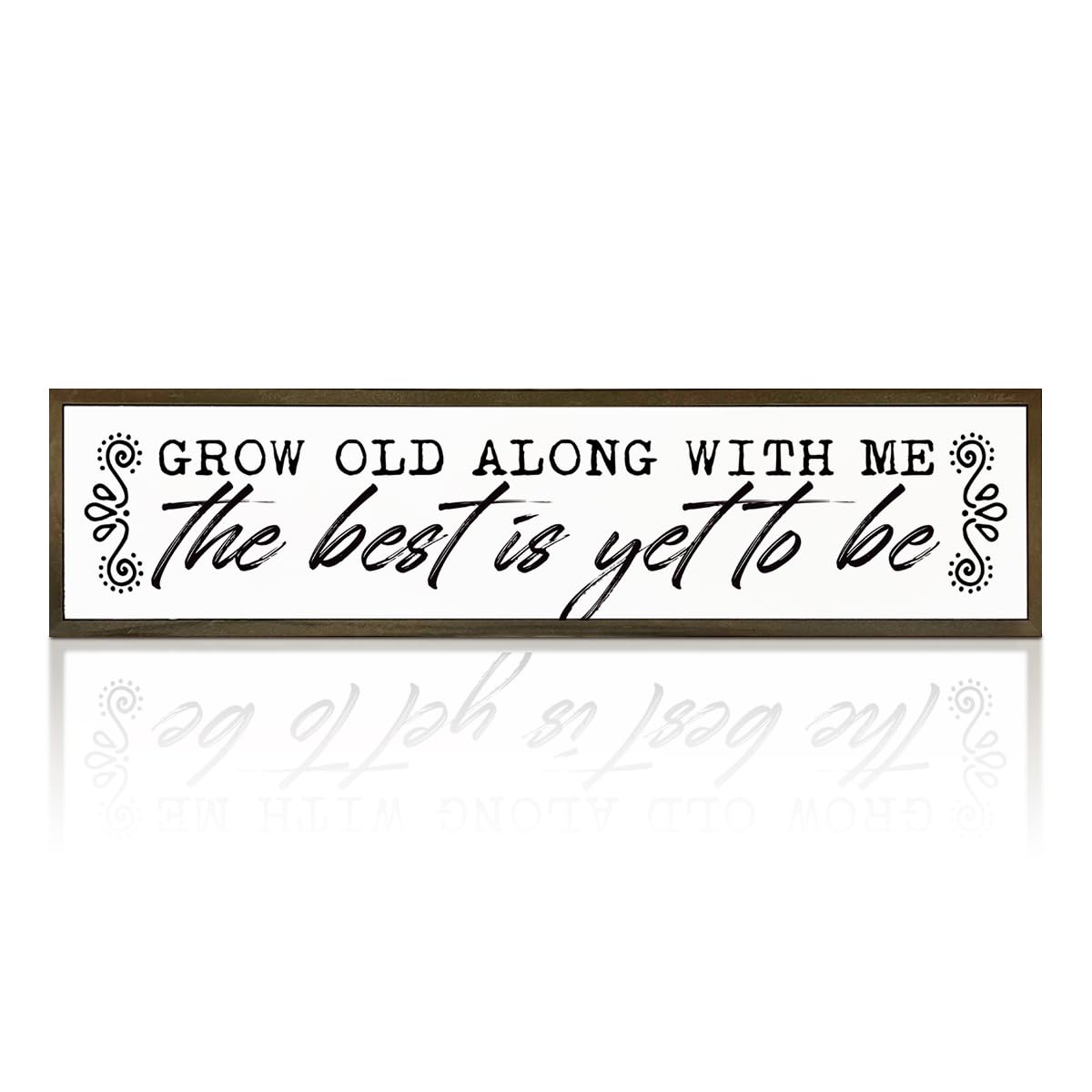 Romantic Wood Sign, Grow Old Along with Me Sign, Wedding Marriage Decors, Rustic Farmhouse Home Decor, Master Bedroom Decor Above Bed, Valentines Day Gift 17.8x4x1.18 inches