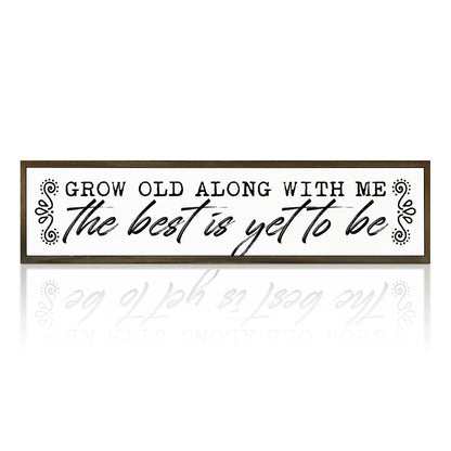 Romantic Wood Sign, Grow Old Along with Me Sign, Wedding Marriage Decors, Rustic Farmhouse Home Decor, Master Bedroom Decor Above Bed, Valentines Day Gift 17.8x4x1.18 inches