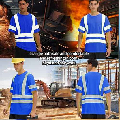 sesafety 3PACK High Visibility Shirts for Mens, Class 3 Hi Vis Reflective Construction Shirts for Men with Pocket Safety T Shirts for Men Work Shirt for Mens Short Sleeve