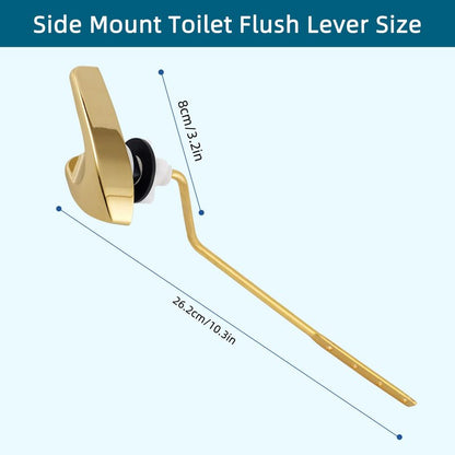 Universal Metal Side Mount Toilet Handle Replacement Kit Compatible with Kohler K-GP30324-CP/Glacier Bay Toilet with 1pc Flapper Chain, Toilet Flusher Lever, Shiny Gold