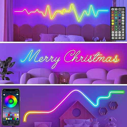 SINLEY Led Neon Rope Lights 100FT,Control with App/Remote,Flexible Led Rope Lights,Multiple Modes,IP68 Outdoor RGB Neon Lights Waterproof,Music Sync Gaming Led Strip Lights for Bedroom Indoor