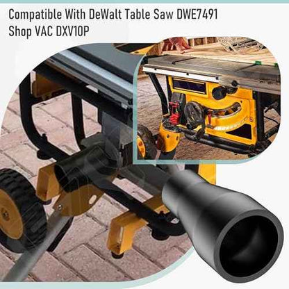 Table Saw Vacuum Adapter 2 1/2" Outlet | Dust Collection Adapter for DeWalt Table Saw DWE7491 DWE7485 - Easy to install, Black